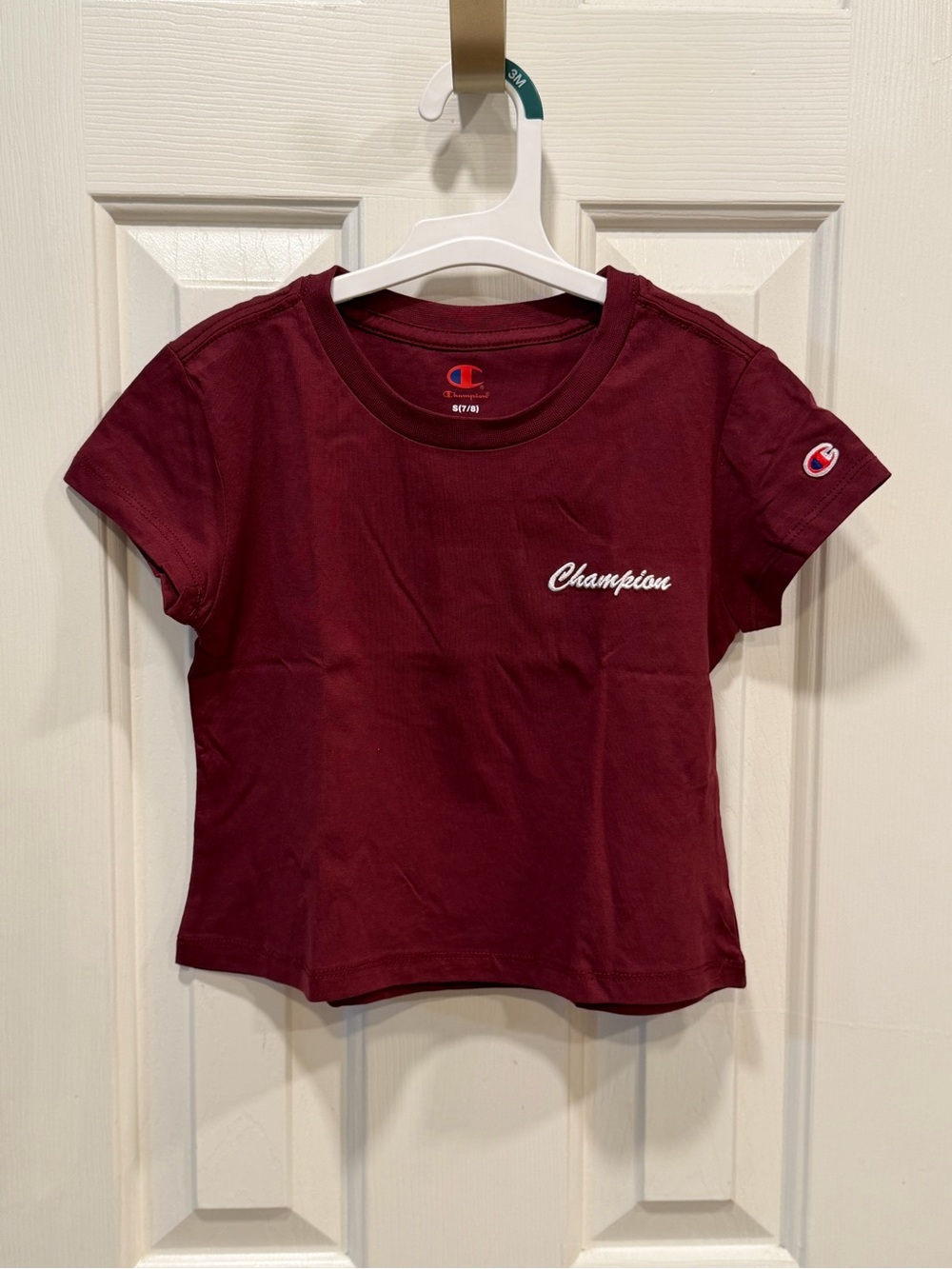 Champion Girls' Maroon Short Sleeve Logo Tee Size S 7/8 NWT